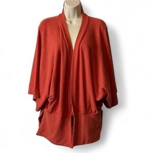 Red Draped Dollman Sleeve‎ Open Cardigan